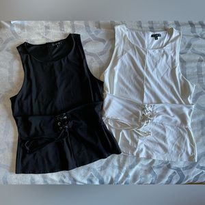 TWO FOR ONE!  Dynamite Sleeveless Faux Corset Top Black and White (Size Large)